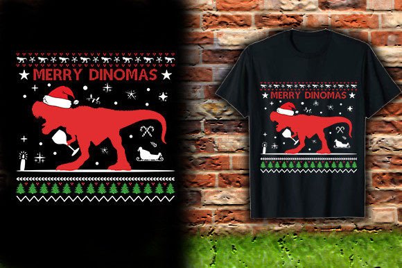 Merry-Dinomas T-Shirt Design