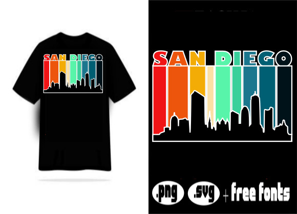 Retro Vintage Sunset San Diego T-Shirt Graphics